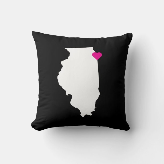 Customisable Illinois State Love Reversible Pillow (Front)