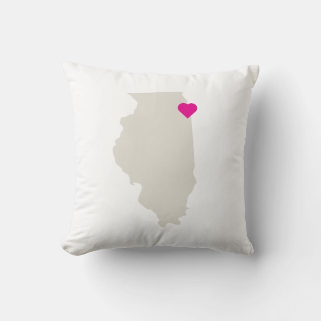 Customisable Illinois State Love Reversible Pillow (Front)