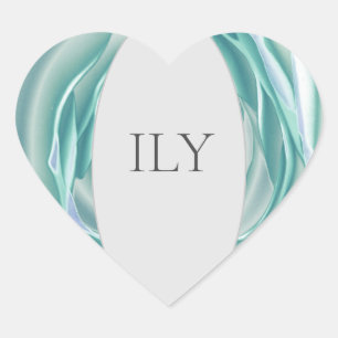 Customisable "ILY" Heart Sticker - Elegant Mint Gr
