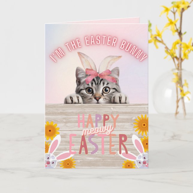 Customisable I'm The Easter Bunny Easter Card (Yellow Flower)