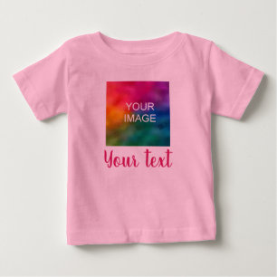 Customisable Image & Script Text Pink Template Baby T-Shirt