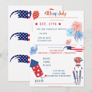 Customisable Independence Day Invite – Red, White