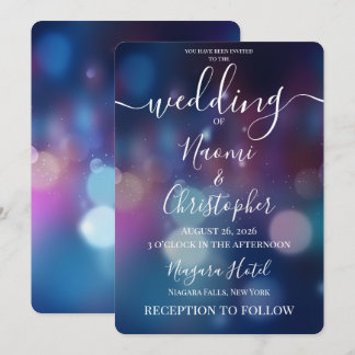 Customisable Indigo Bokeh Wedding Invitation