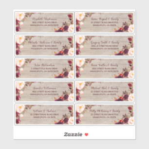 Customisable Individual Guest Names Address Labels