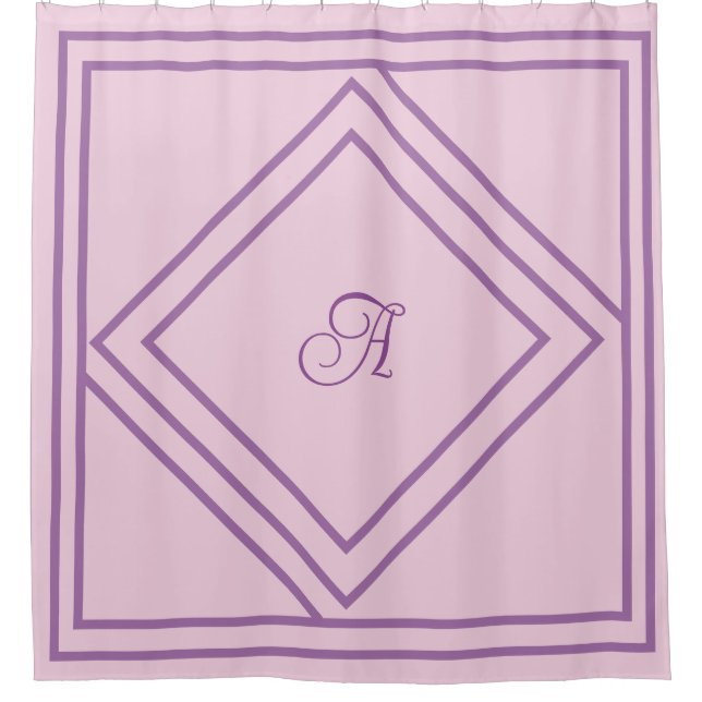 Customisable Initial and Grey Lines Shower Curtain (Front)