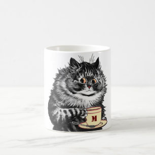 Customisable Initial, Coffee Lover Cat, Louis Wain Mug