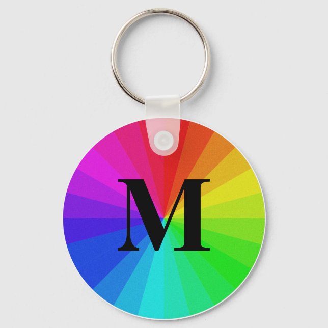 Customisable Initial Colour Wheel Key Ring (Front)