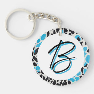 Customisable Initial Keychain with Blue and Black 