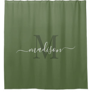 Customisable Initial & Name with Loden Green Shower Curtain