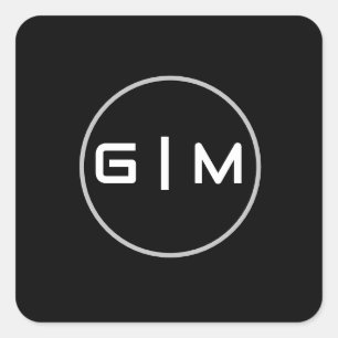 Customisable initials name square sticker