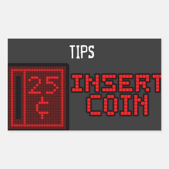 Customisable Insert Coin Tip Jar Sticker (Front)