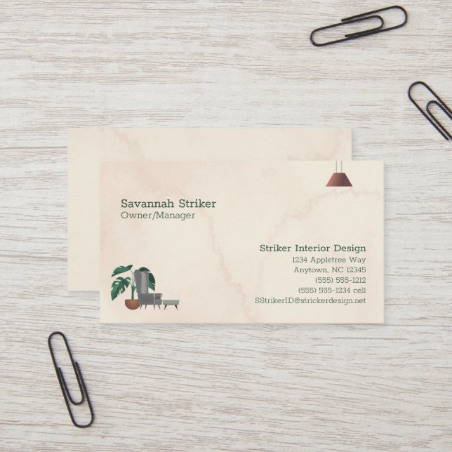 Customisable Interior Design Eight Line Business Card (Front/Back In Situ)