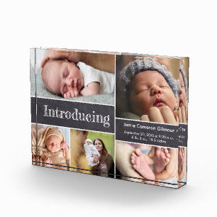 Customisable Introducing Baby Photo Collage Chalk