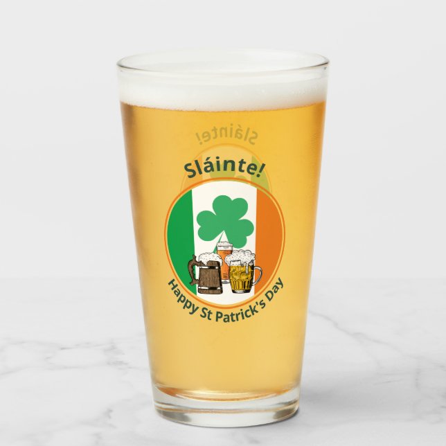 Customisable Irish Flag St Patricks Day Glass (Front Filled)