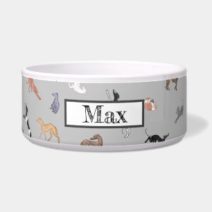 Customisable Italian Greyhound Whippet Dog Bowl