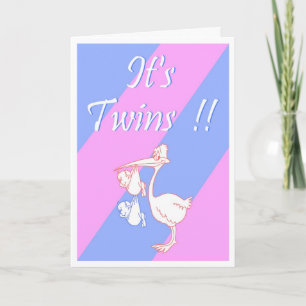 Customisable "It's Twins!!" (Boy/Girl) Card