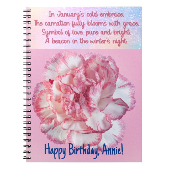 Customisable January Birth Flower Notebook (Front)