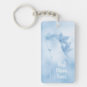 Customisable Japanese Maple Leaves in Blue Key Ring
