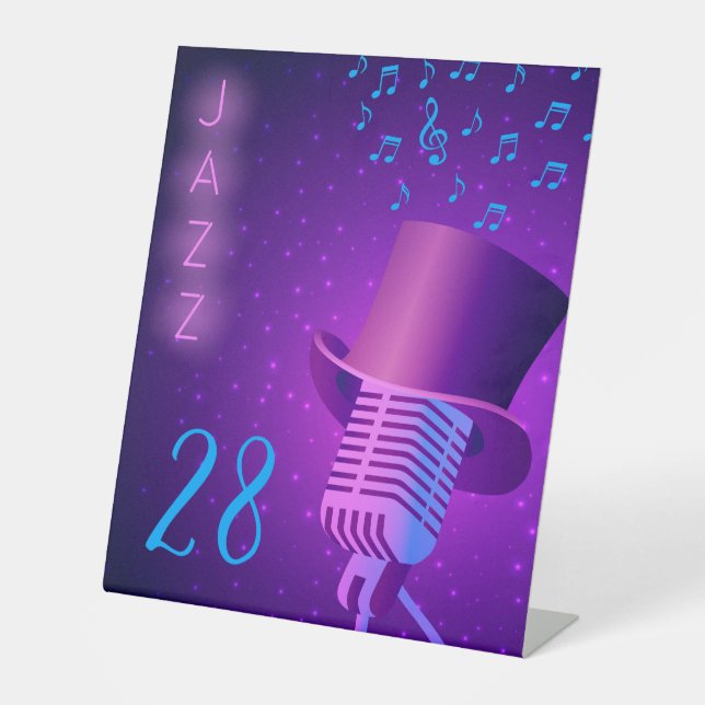 Customisable Jazz Night Club Table Pedestal Sign (Front)