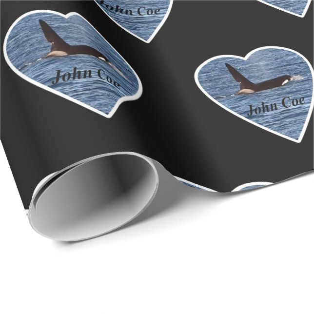 Customisable John Coe Orca Killer Whale Black  Wrapping Paper (Roll Corner)