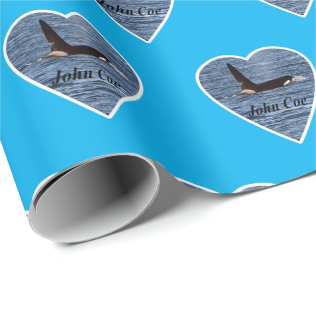 Customisable John Coe Orca Killer Whale Blue Wrapping Paper (Roll Corner)
