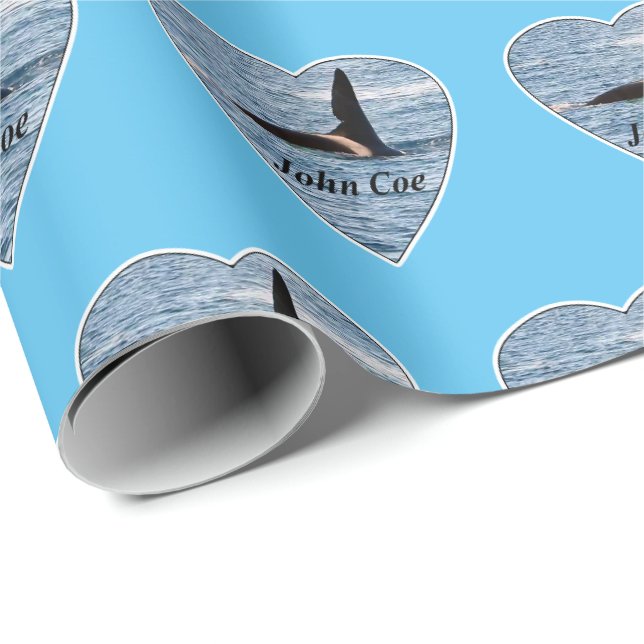 Customisable John Coe Orca Killer Whale Blue Wrapping Paper (Roll Corner)