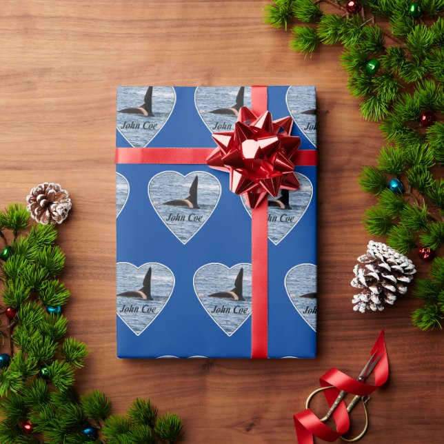 Customisable John Coe Orca Killer Whale Navy Blue  Wrapping Paper (Holiday Gift)