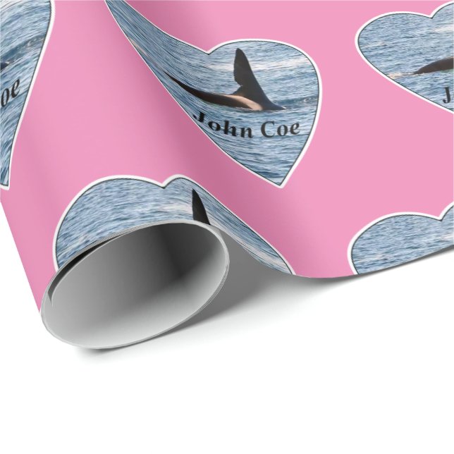 Customisable John Coe Orca Killer Whale Pink Wrapping Paper (Roll Corner)
