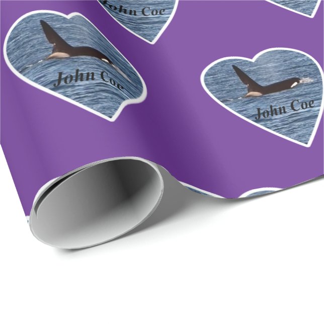 Customisable John Coe Orca Killer Whale Purple Wrapping Paper (Roll Corner)