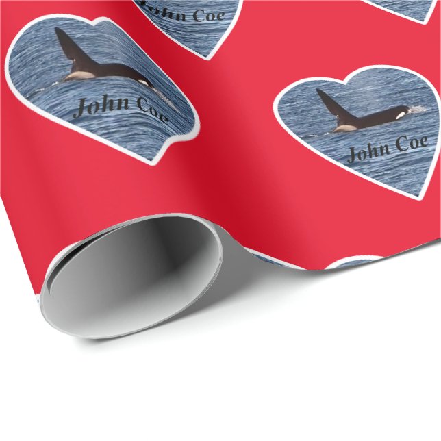 Customisable John Coe Orca Killer Whale Red  Wrapping Paper (Roll Corner)