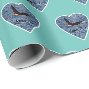 Customisable John Coe Orca Killer Whale Teal Wrapping Paper