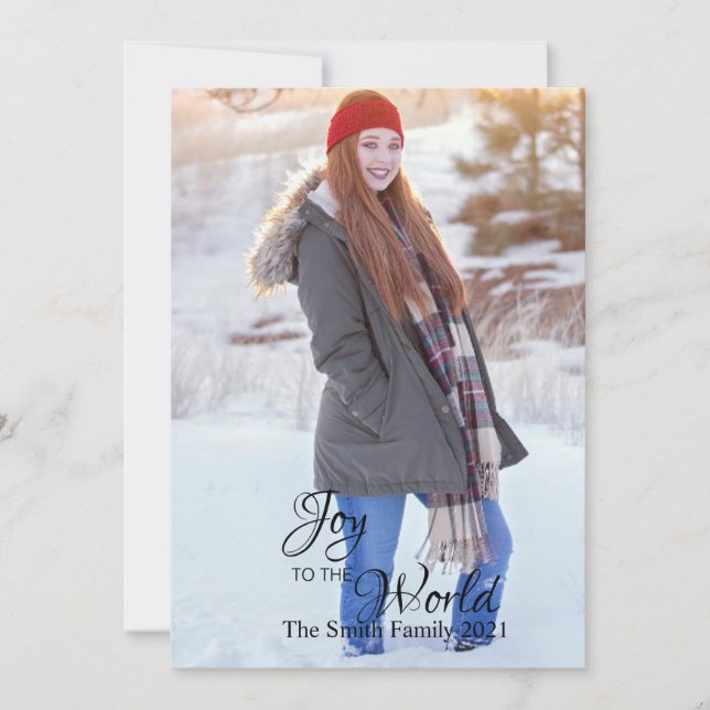 Customisable Joy Christmas Green Polka Dot Back Holiday Card (Front)