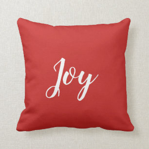 Customisable Joy Red White Christmas Decor Pillow