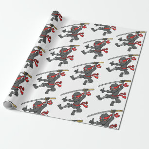 Customisable Jumping Ninja Design Wrapping Paper