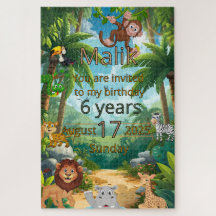 Customisable Jungle party invitation puzzle