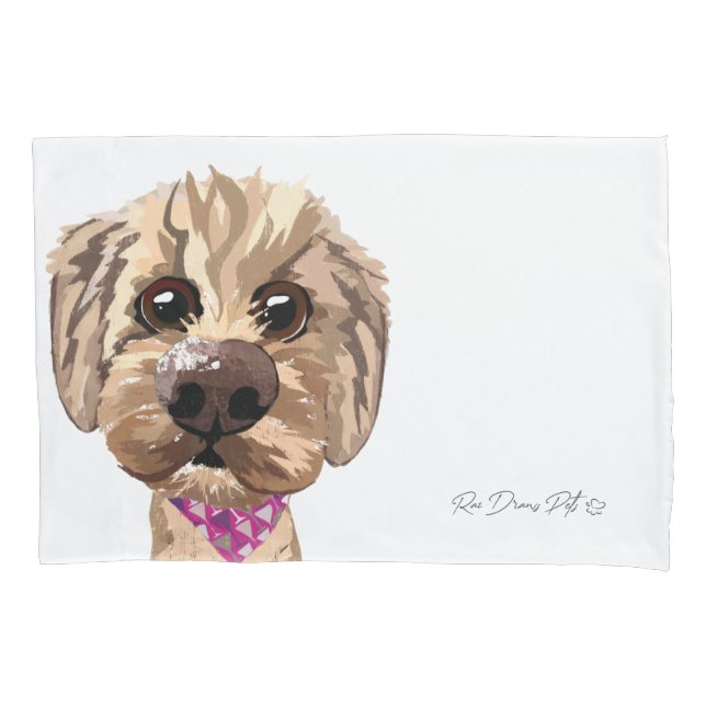 Customisable "Juno" Goldendoodle Pillowcase (Front)