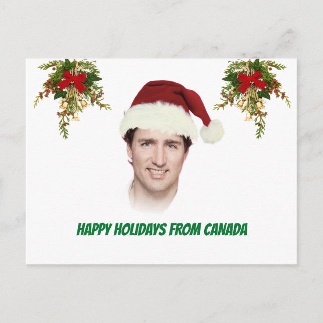 Customisable Justin Trudeau Christmas funny Postcard (Front)