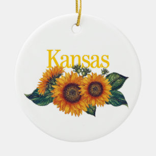Customisable Kansas Ornament with Sunflower