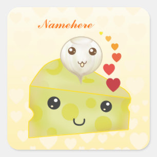 Customisable: Kawaii cheese & pickle Square Sticker