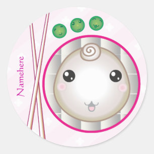 Customisable: Kawaii little dumpling Classic Round Sticker