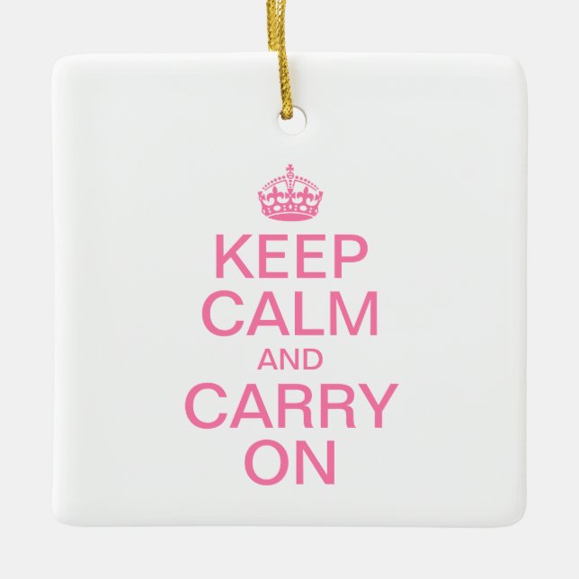 Customisable KEEP CALM and CARRY ON Ceramic Ornament (Front)