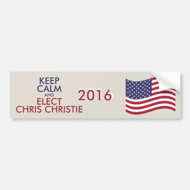 Customisable Keep Calm And Elect CHRIS CHRISTIE Bumper Sticker (Front)