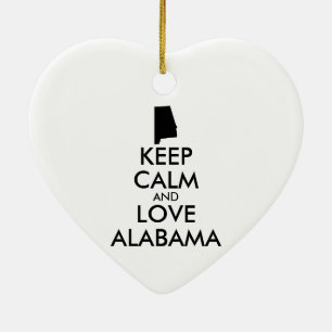 Customisable KEEP CALM and LOVE ALABAMA Ceramic Tree Decoration