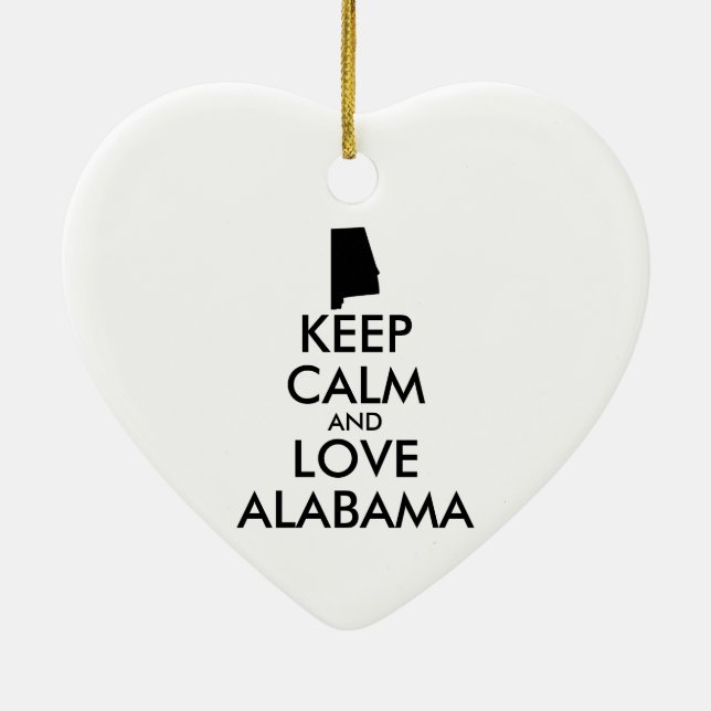 Customisable KEEP CALM and LOVE ALABAMA Ceramic Tree Decoration (Back)