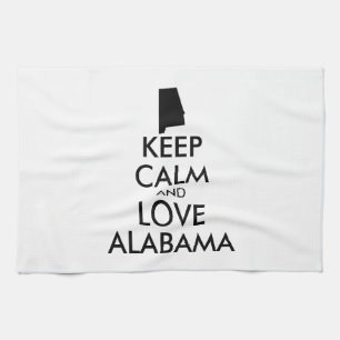 Customisable KEEP CALM and LOVE ALABAMA Tea Towel
