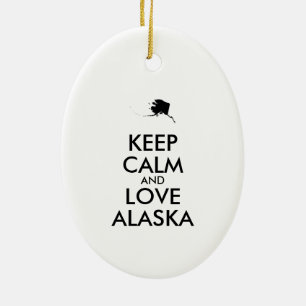Customisable KEEP CALM and LOVE ALASKA Ceramic Tree Decoration