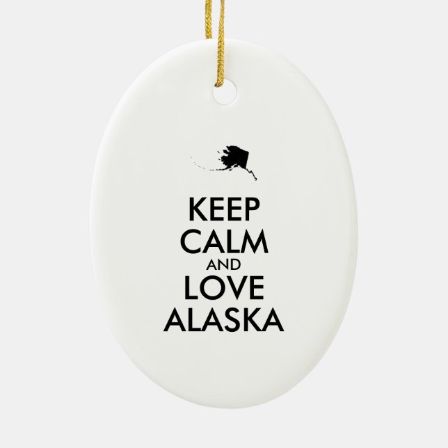 Customisable KEEP CALM and LOVE ALASKA Ceramic Tree Decoration (Back)