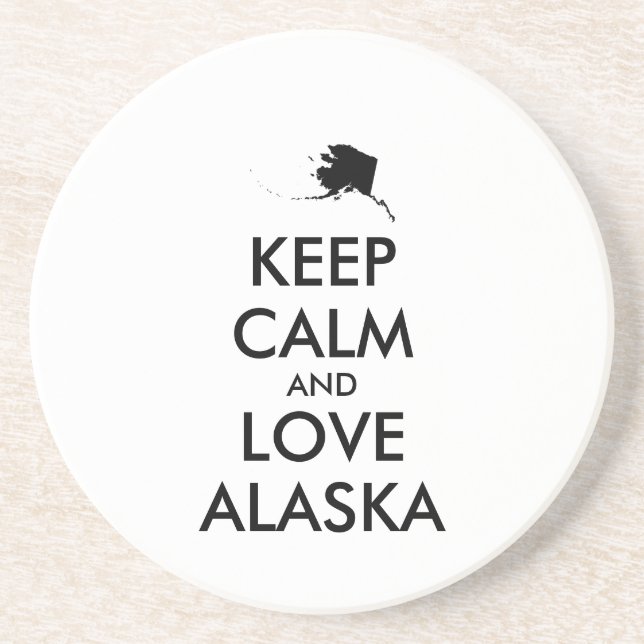 Customisable KEEP CALM and LOVE ALASKA Coaster (Front)