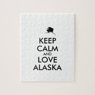 Customisable KEEP CALM and LOVE ALASKA Jigsaw Puzzle