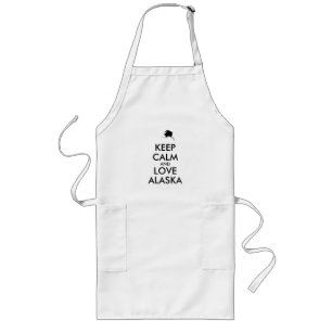 Customisable KEEP CALM and LOVE ALASKA Long Apron